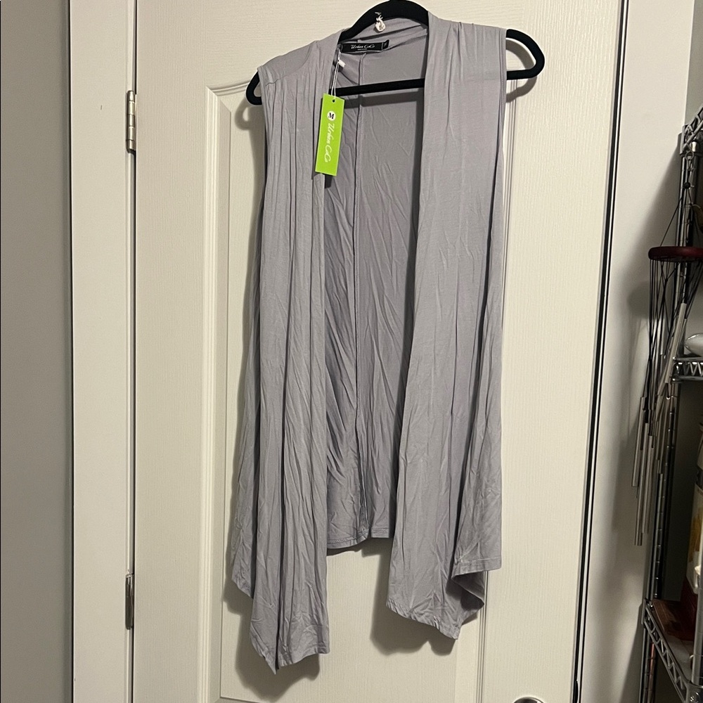 Urban CoCo Gray Sleeveless Drape Cardigan